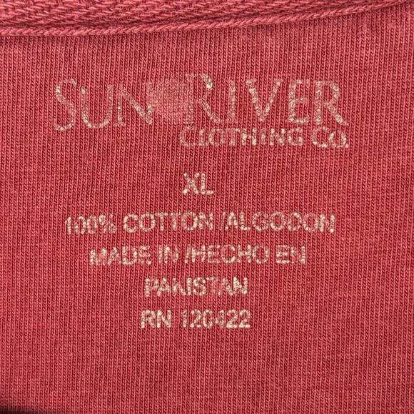 Sun River Men’s Size XL Maroon Deer Forest Graphic 100% Cotton Long Sleeved Tee - Picture 5 of 7